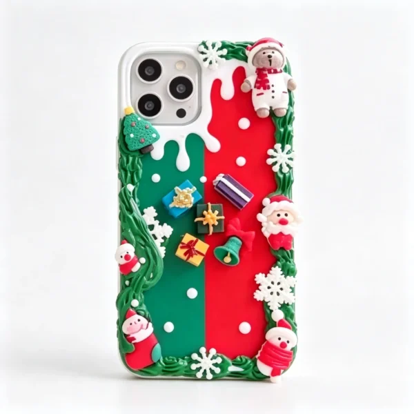 3D-Creme-Gel-Weihnachtsbaum-Hülle für iPhone 14 Pro Max